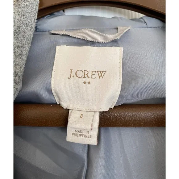 JCrew Wool Blend Faux-Fur Hooded Coat - Slate Gray - Size 8 - Discountinued - Picture 2 of 4